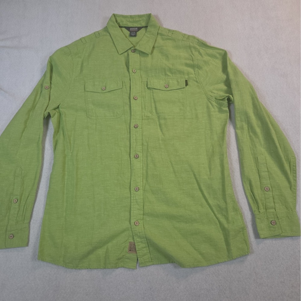 Outdoor Research Men's XL Harrelson Shirt Green Hemp Organic Cotton Button Up